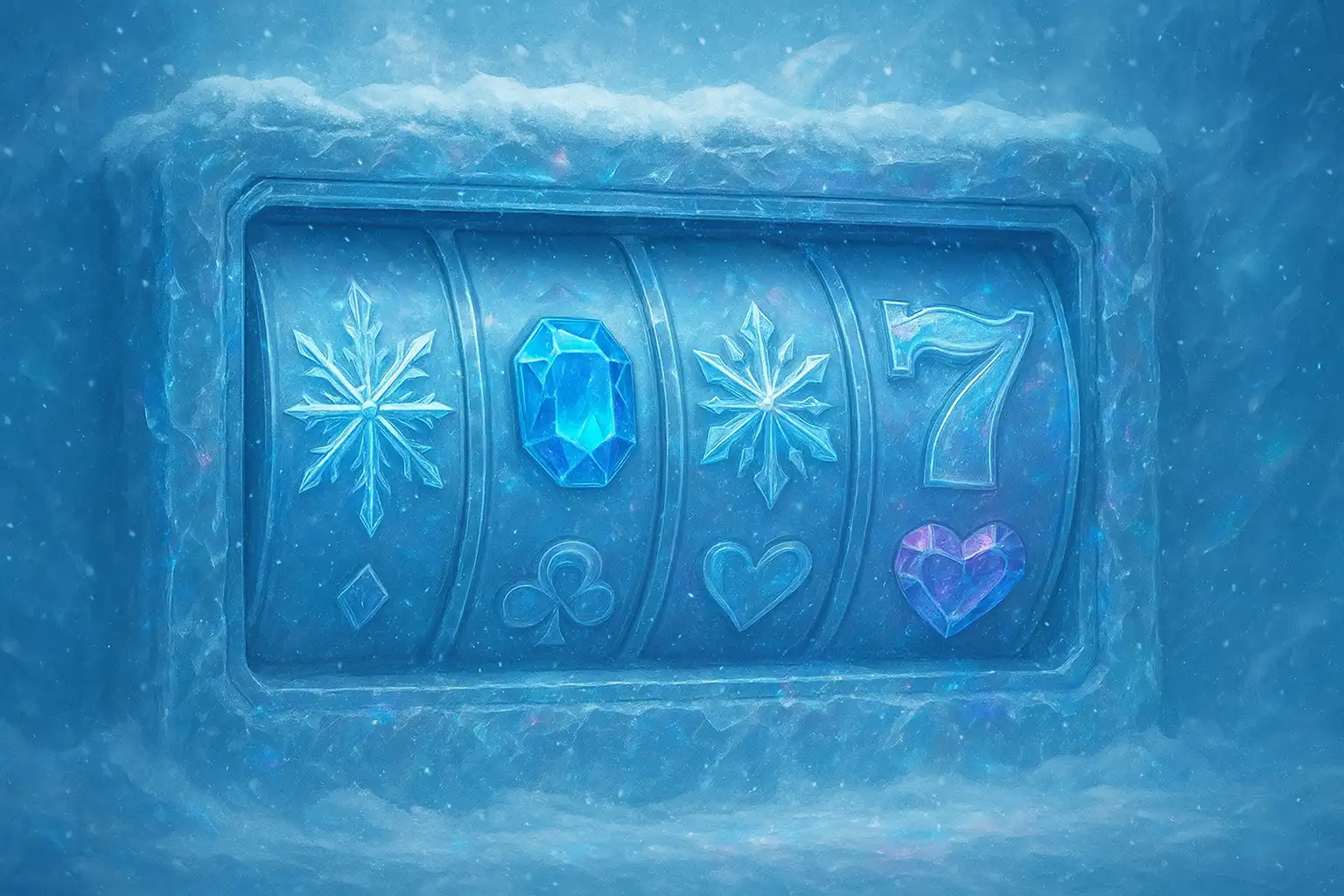 Frozen reels and crystal symbols representing the Betarctica slots page
