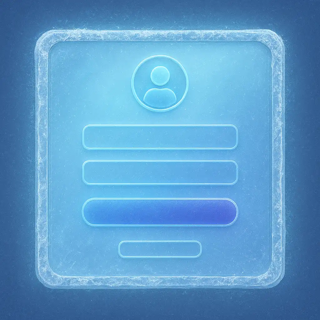 Player creating an account on a frosted screen
